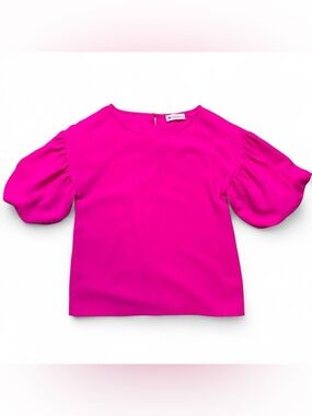 The Impeccable Pig Hot Pink Puff Sleeve Top Womens Size Small